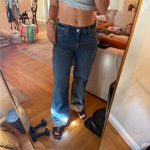 Abercrombie & Fitch Dark Blue Wide-Leg low-Rise Jeans